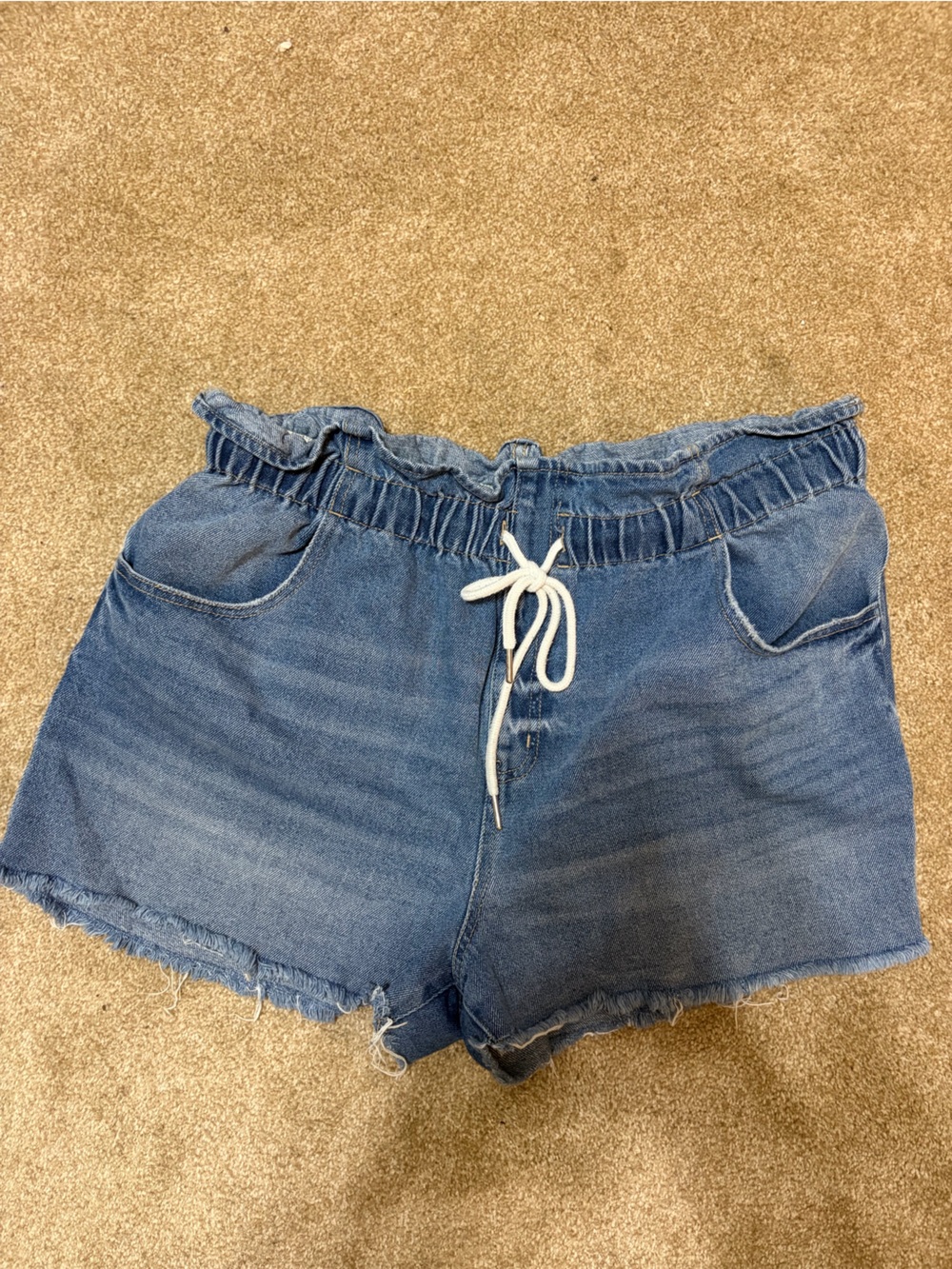 wild fable Light Blue High-Waist Paperbag Denim Shorts